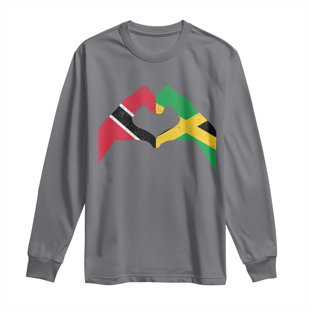 Trinidad and Tobago Jamaican Long Sleeve Shirt Two Flags One Heart