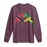 Trinidad and Tobago Jamaican Long Sleeve Shirt Two Flags One Heart