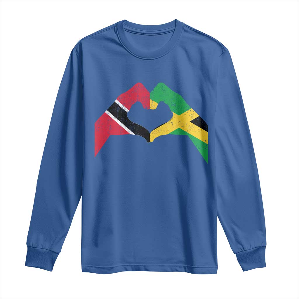 Trinidad and Tobago Jamaican Long Sleeve Shirt Two Flags One Heart