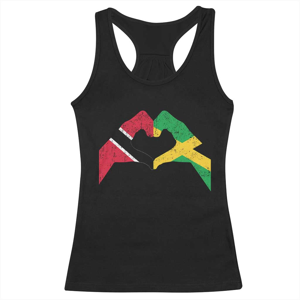 Trinidad and Tobago Jamaican Racerback Tank Top Two Flags One Heart