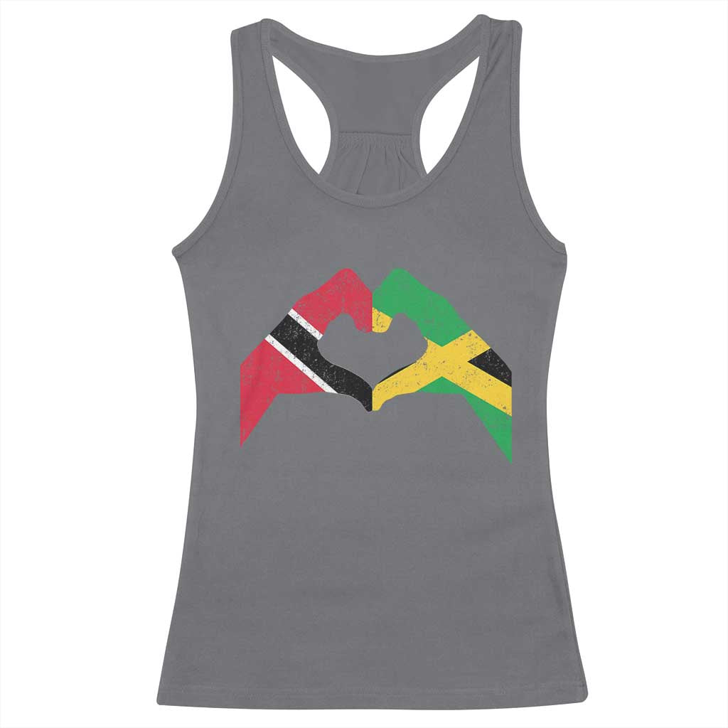 Trinidad and Tobago Jamaican Racerback Tank Top Two Flags One Heart