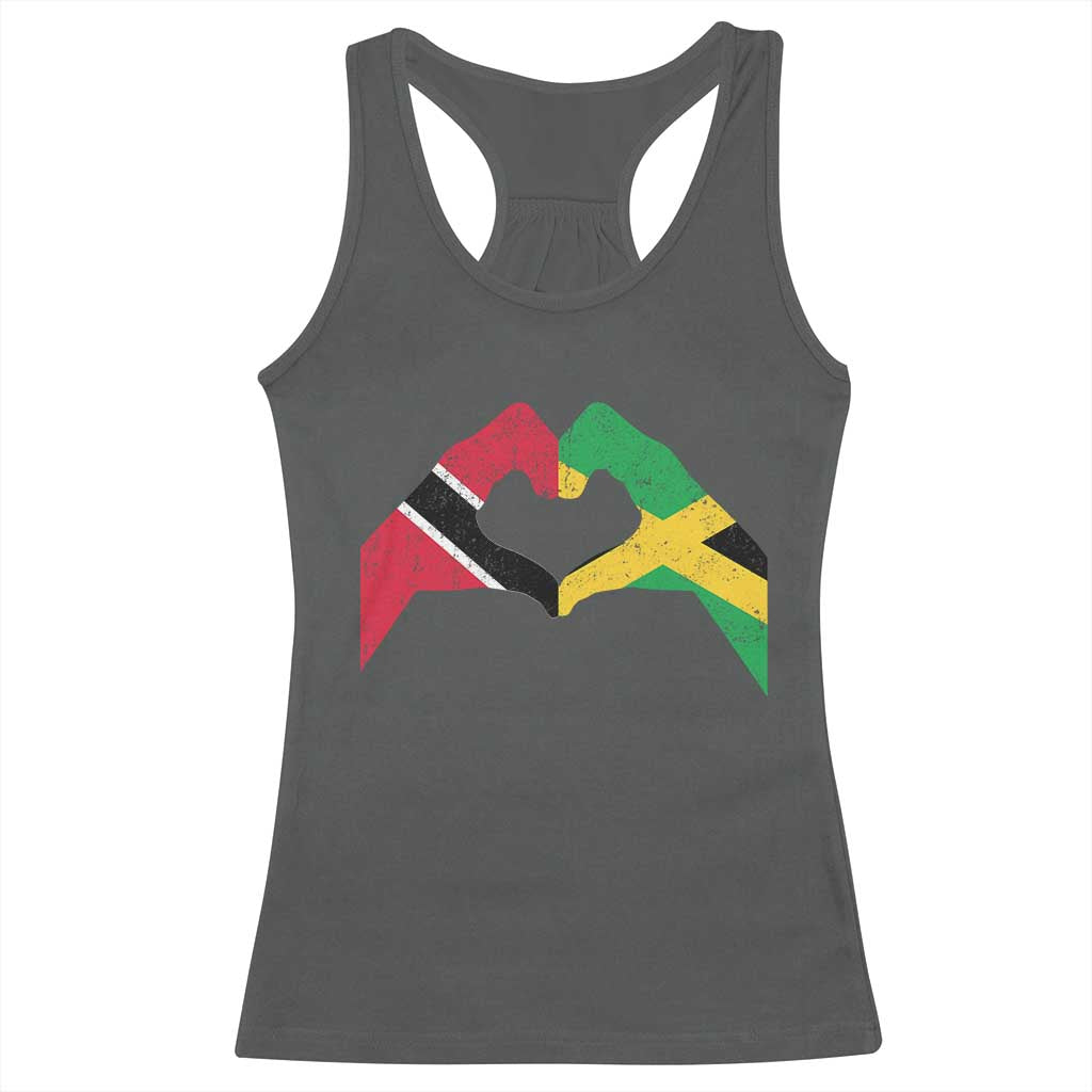 Trinidad and Tobago Jamaican Racerback Tank Top Two Flags One Heart