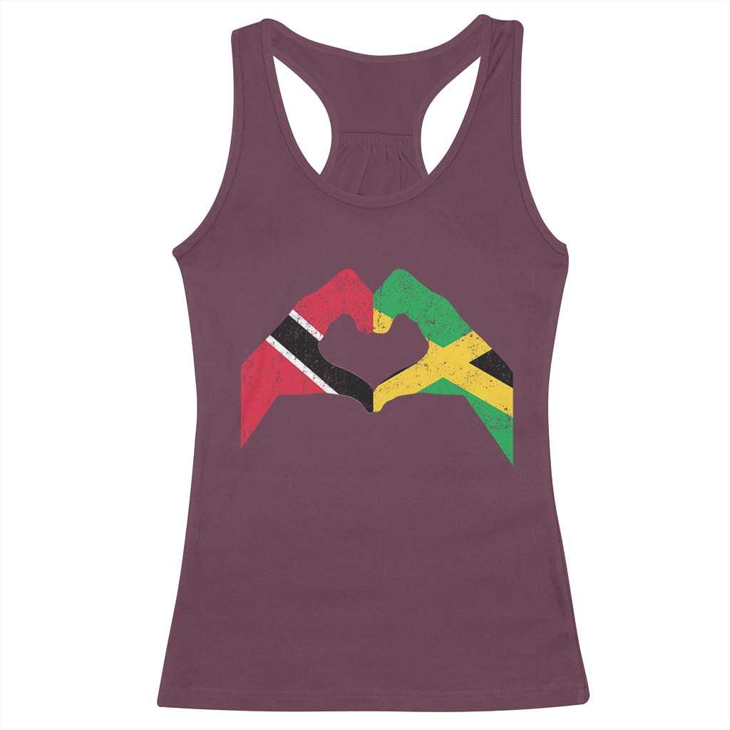 Trinidad and Tobago Jamaican Racerback Tank Top Two Flags One Heart