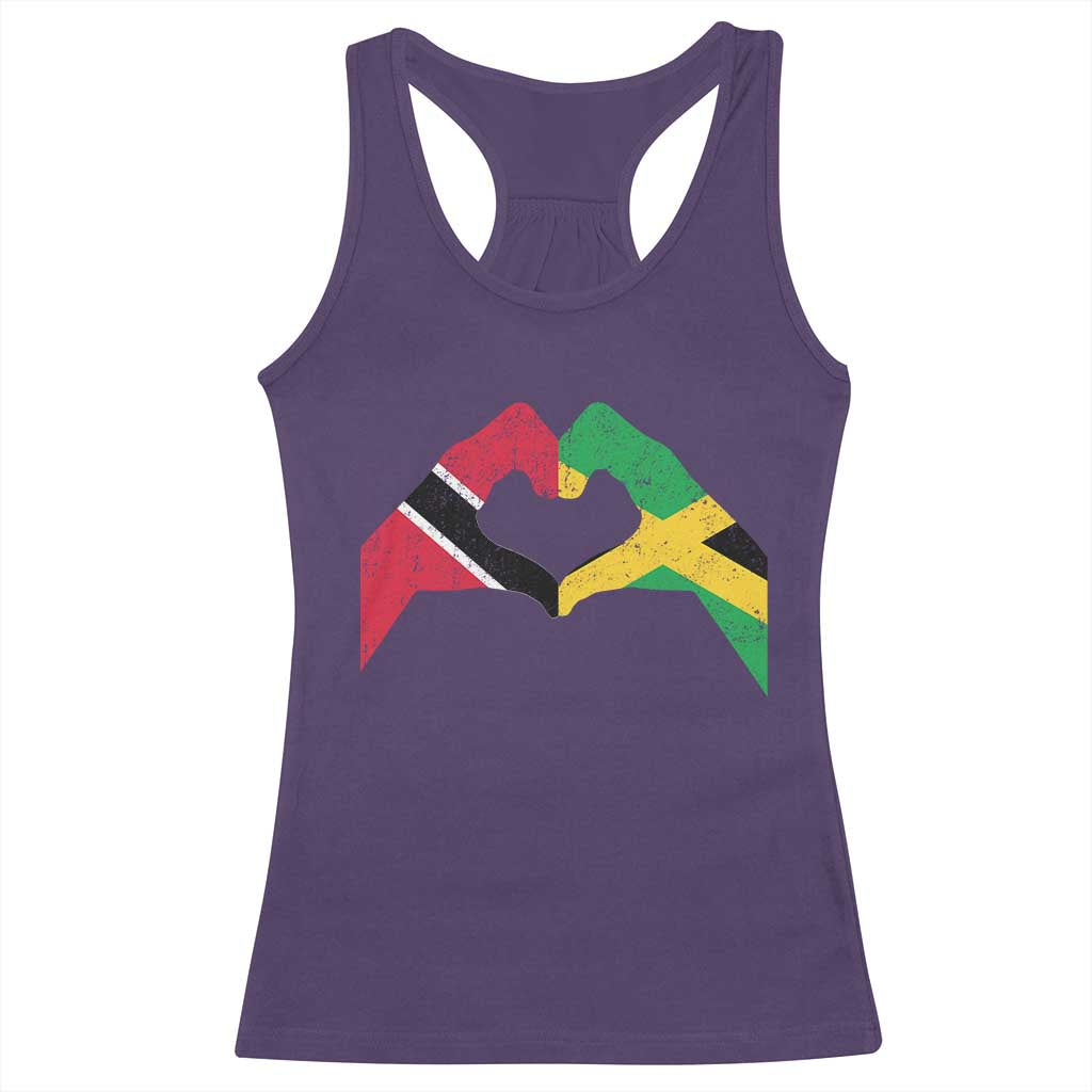 Trinidad and Tobago Jamaican Racerback Tank Top Two Flags One Heart