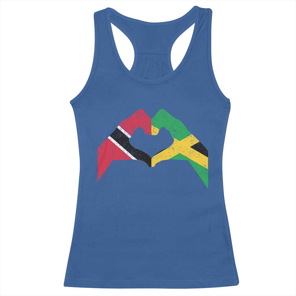 Trinidad and Tobago Jamaican Racerback Tank Top Two Flags One Heart