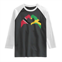 Trinidad and Tobago Jamaican Raglan Shirt Two Flags One Heart