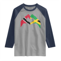 Trinidad and Tobago Jamaican Raglan Shirt Two Flags One Heart