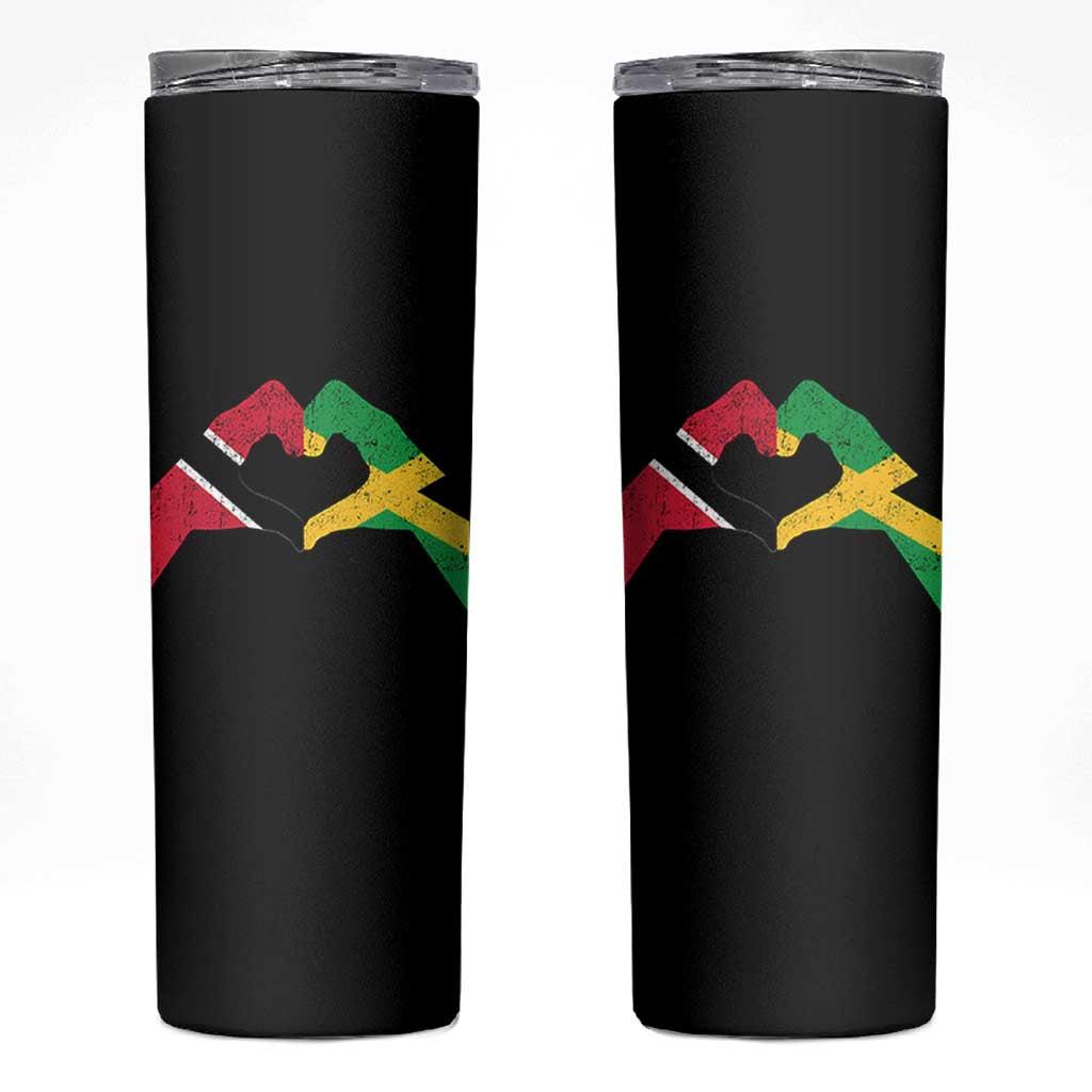 Trinidad and Tobago Jamaican Skinny Tumbler Two Flags One Heart