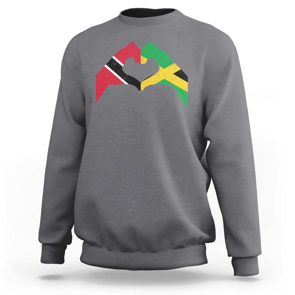 Trinidad and Tobago Jamaican Sweatshirt Two Flags One Heart