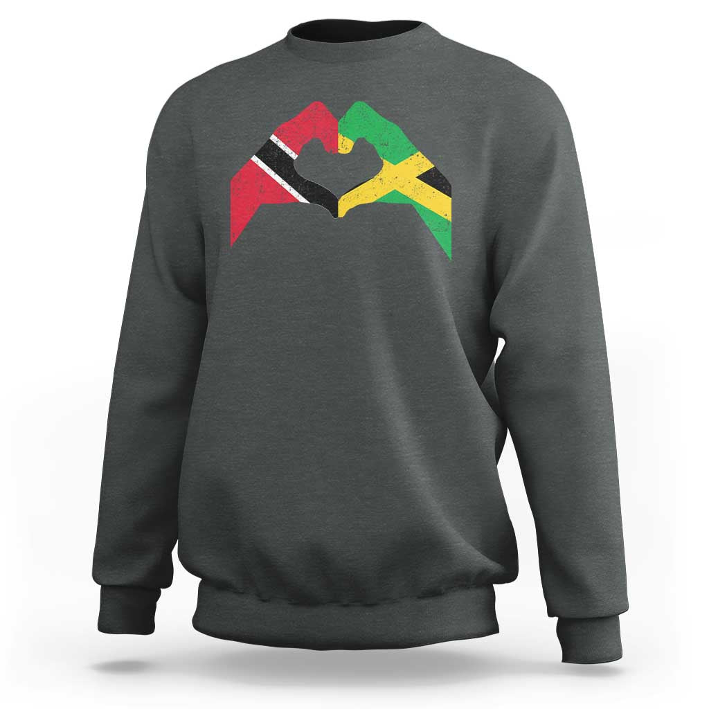 Trinidad and Tobago Jamaican Sweatshirt Two Flags One Heart