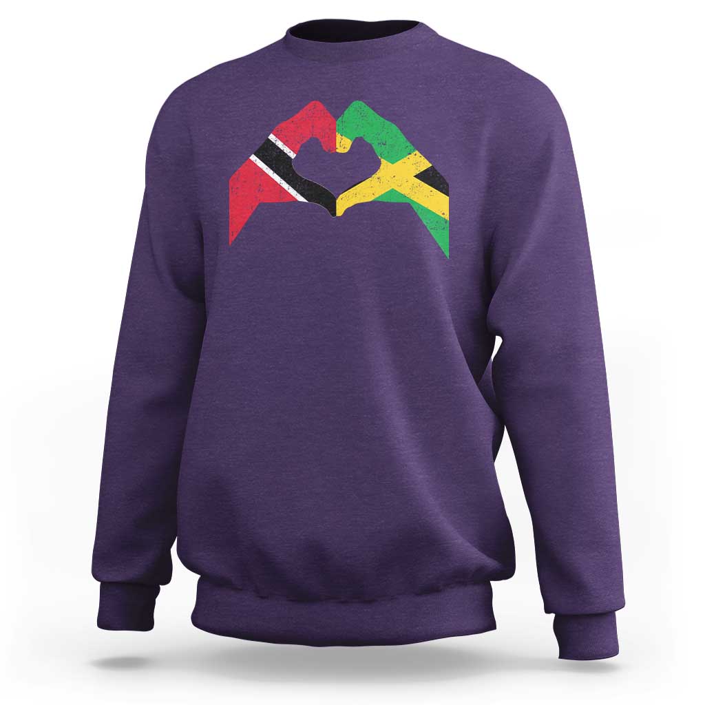 Trinidad and Tobago Jamaican Sweatshirt Two Flags One Heart
