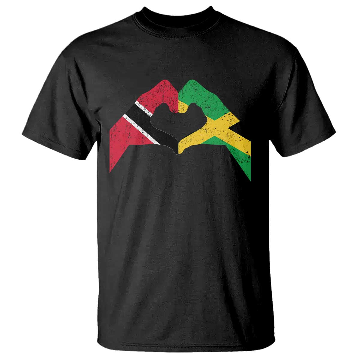 Trinidad and Tobago Jamaican T Shirt Two Flags One Heart