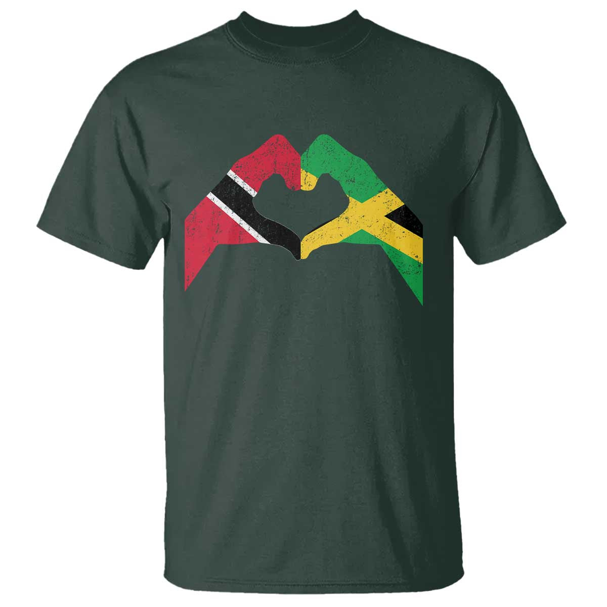 Trinidad and Tobago Jamaican T Shirt Two Flags One Heart