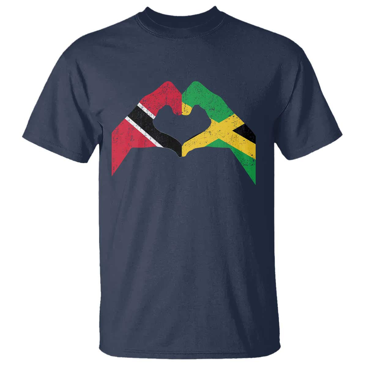 Trinidad and Tobago Jamaican T Shirt Two Flags One Heart