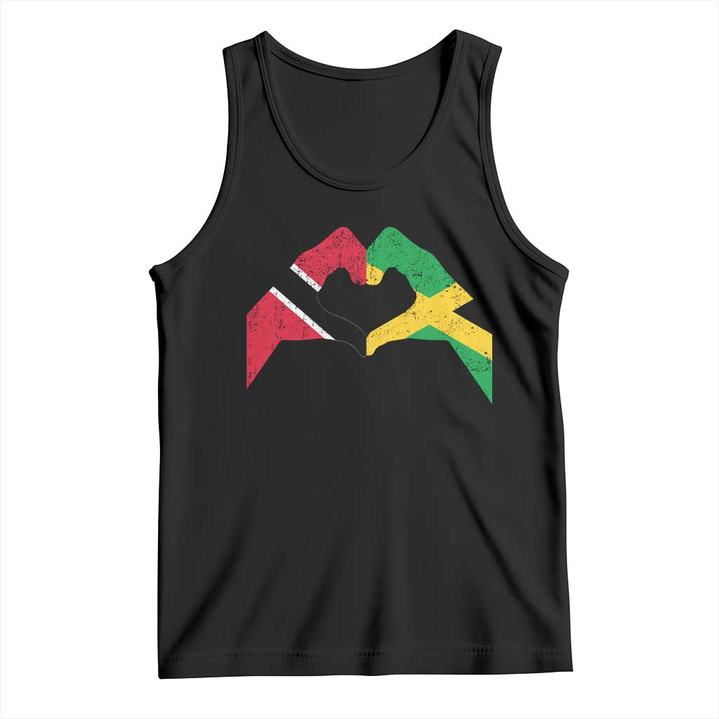 Trinidad and Tobago Jamaican Tank Top Two Flags One Heart