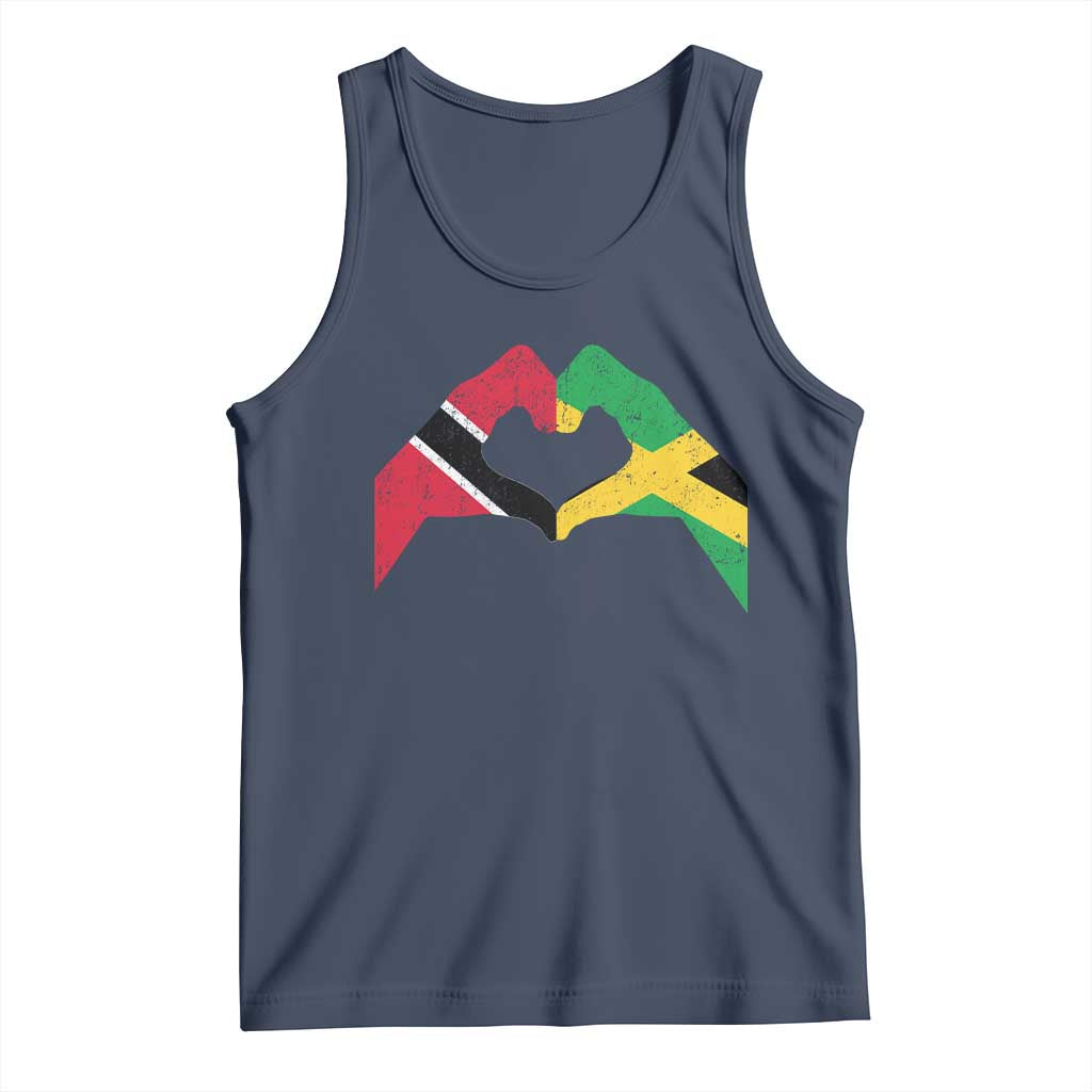 Trinidad and Tobago Jamaican Tank Top Two Flags One Heart