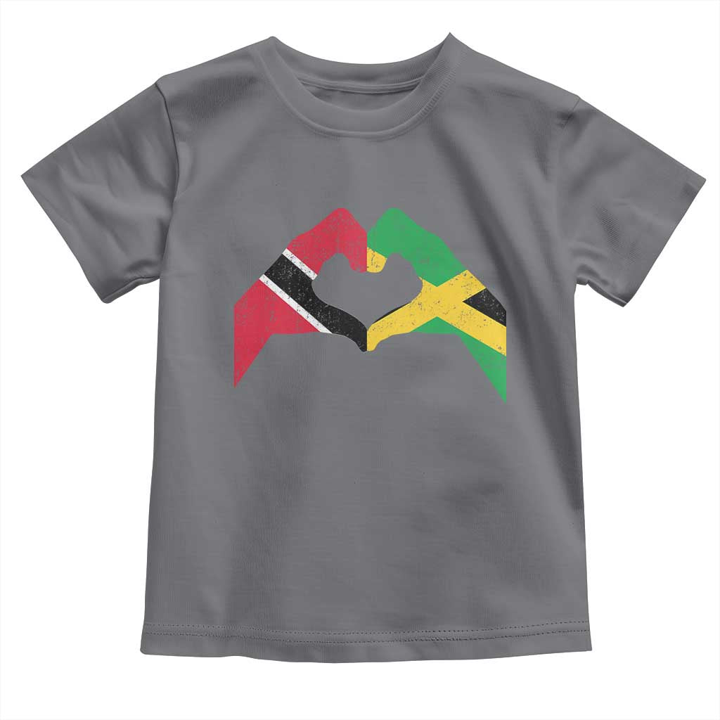 Trinidad and Tobago Jamaican Toddler T Shirt Two Flags One Heart