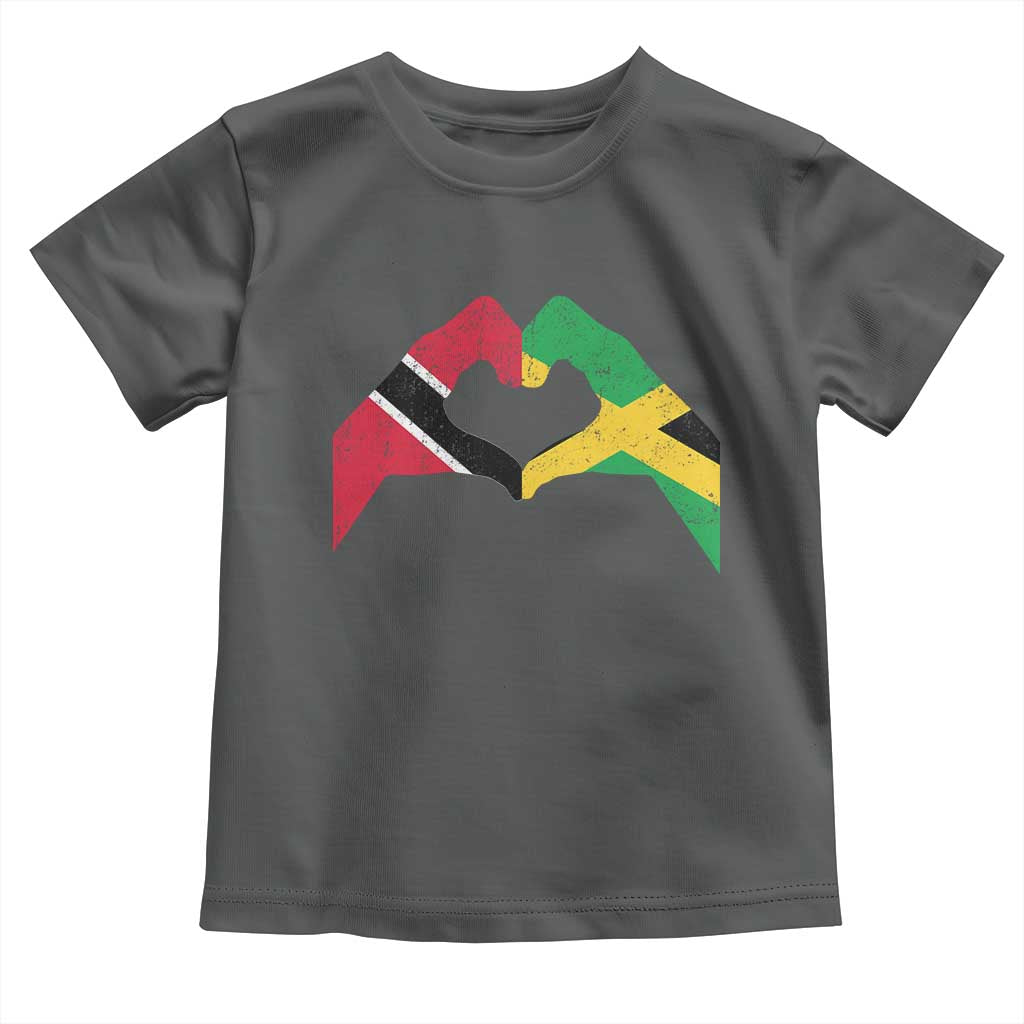 Trinidad and Tobago Jamaican Toddler T Shirt Two Flags One Heart