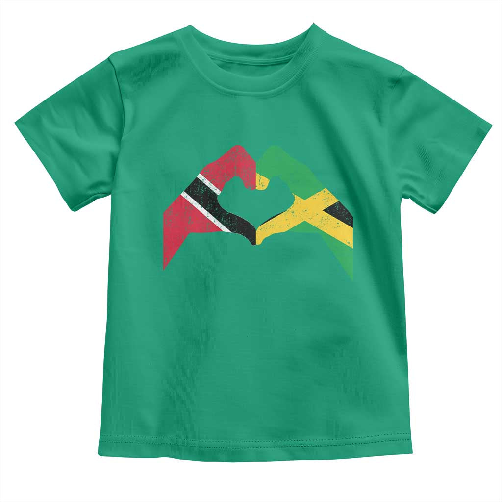 Trinidad and Tobago Jamaican Toddler T Shirt Two Flags One Heart