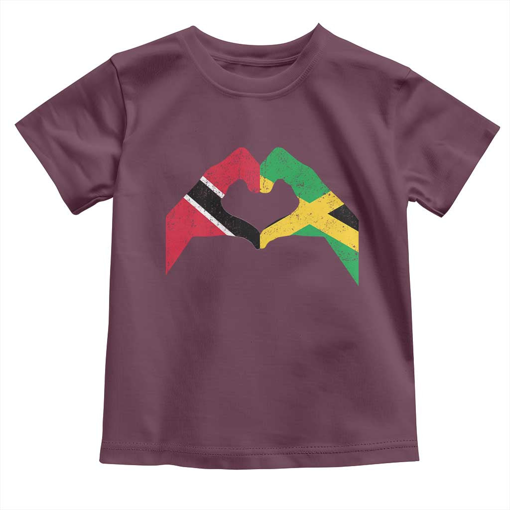 Trinidad and Tobago Jamaican Toddler T Shirt Two Flags One Heart
