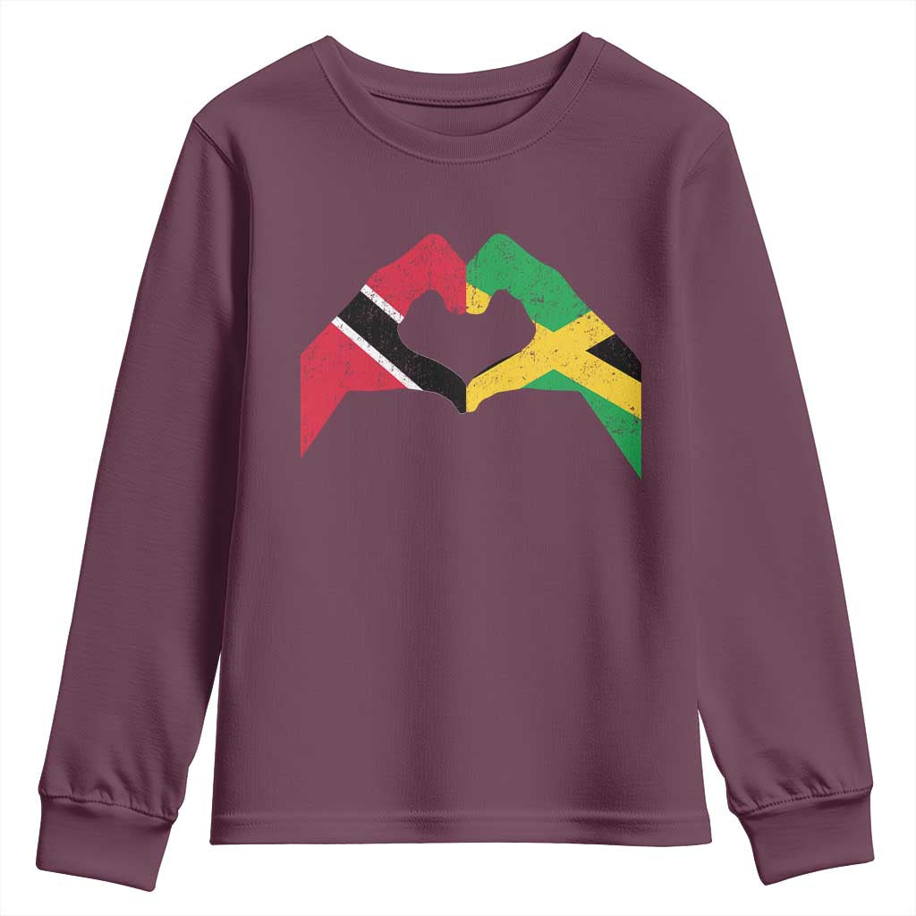 Trinidad and Tobago Jamaican Youth Sweatshirt Two Flags One Heart