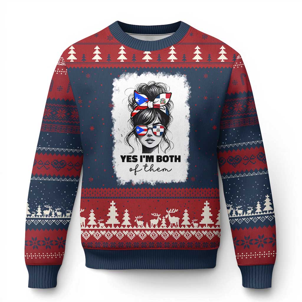 Dominican Puerto Rican Woman Ugly Christmas Sweater Yes Im Both Of Them