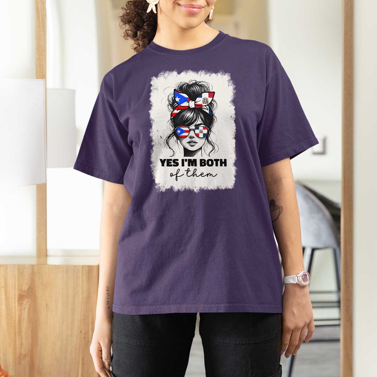 Dominican Puerto Rican Woman T Shirt For Women Yes Im Both Of Them