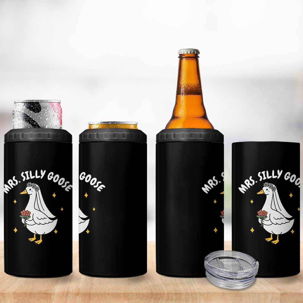 Mrs. Silly Goose Bride 4 in 1 Can Cooler Tumbler Funny Goose Lovers Bride To Be - Wonder Print Shop