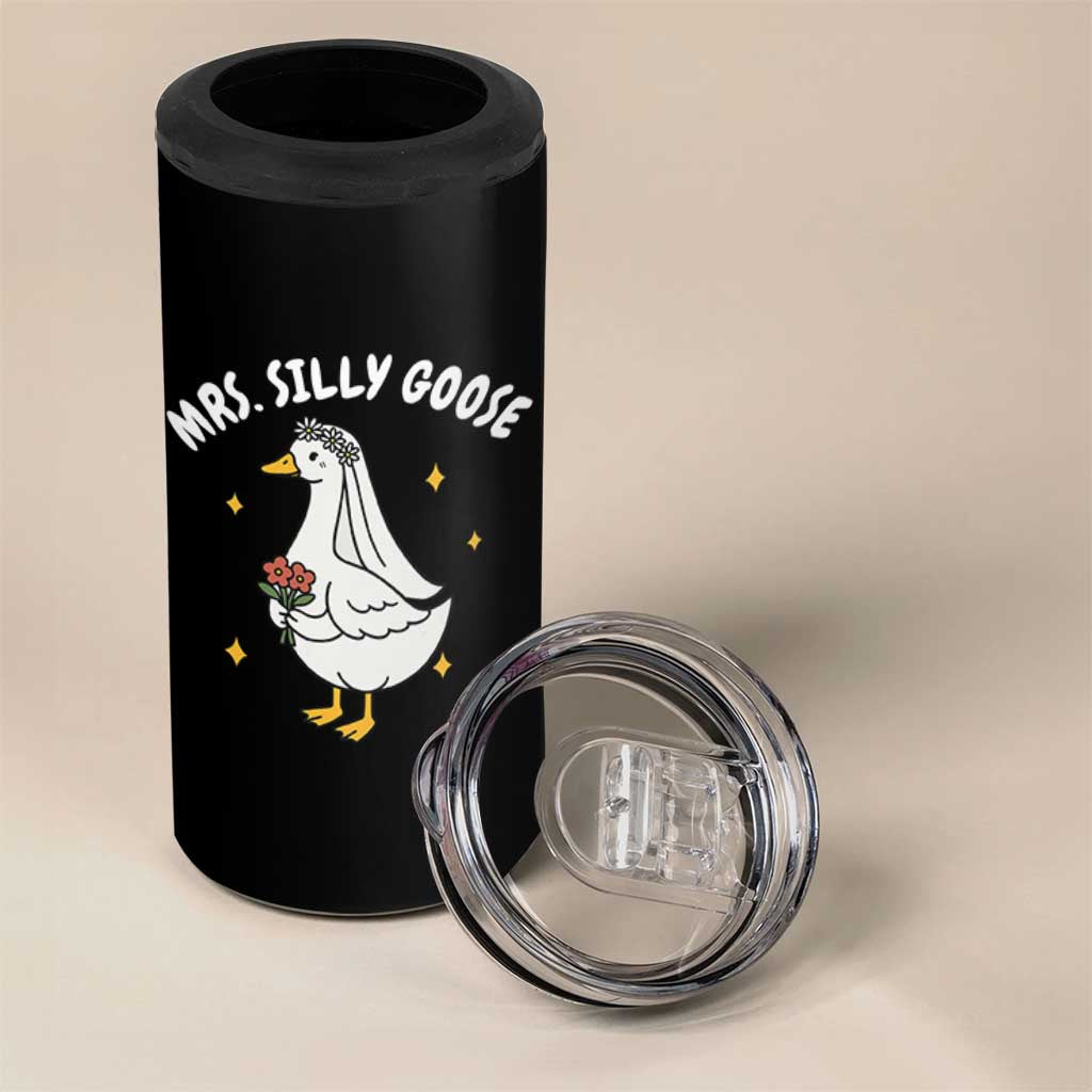 Mrs. Silly Goose Bride 4 in 1 Can Cooler Tumbler Funny Goose Lovers Bride To Be - Wonder Print Shop
