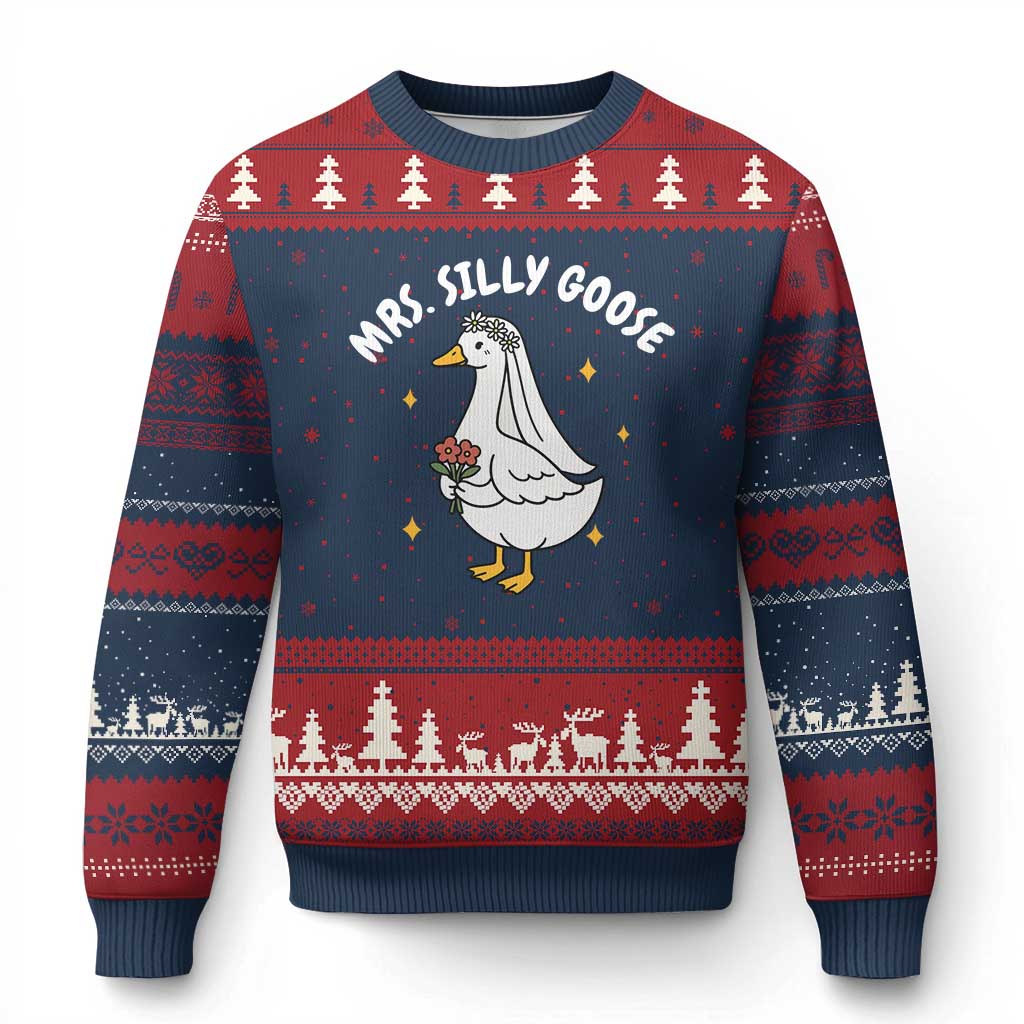 Mrs. Silly Goose Bride Ugly Christmas Sweater Funny Goose Lovers Bride To Be - Wonder Print Shop