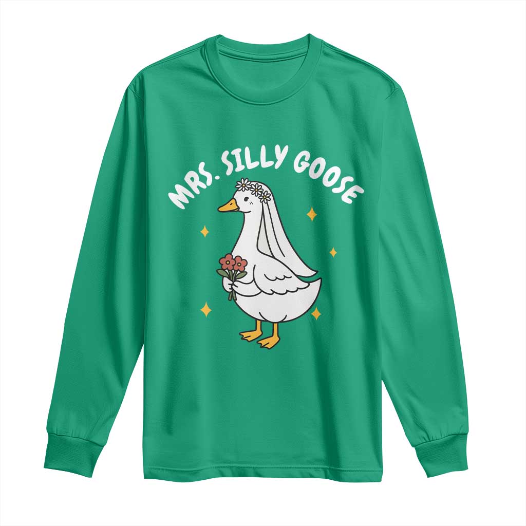 Mrs. Silly Goose Bride Long Sleeve Shirt Funny Goose Lovers Bride To Be - Wonder Print Shop
