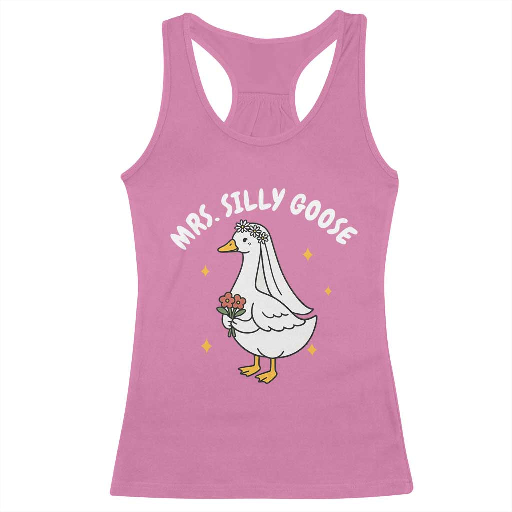 Mrs. Silly Goose Bride Racerback Tank Top Funny Goose Lovers Bride To Be - Wonder Print Shop