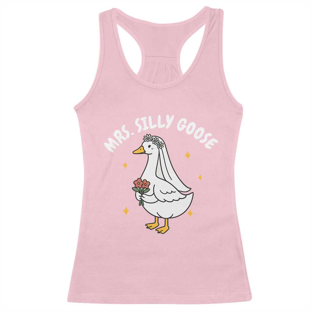 Mrs. Silly Goose Bride Racerback Tank Top Funny Goose Lovers Bride To Be - Wonder Print Shop