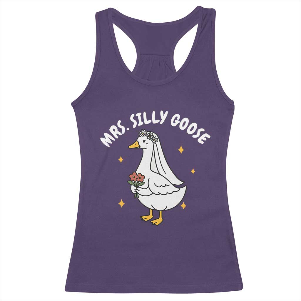 Mrs. Silly Goose Bride Racerback Tank Top Funny Goose Lovers Bride To Be - Wonder Print Shop