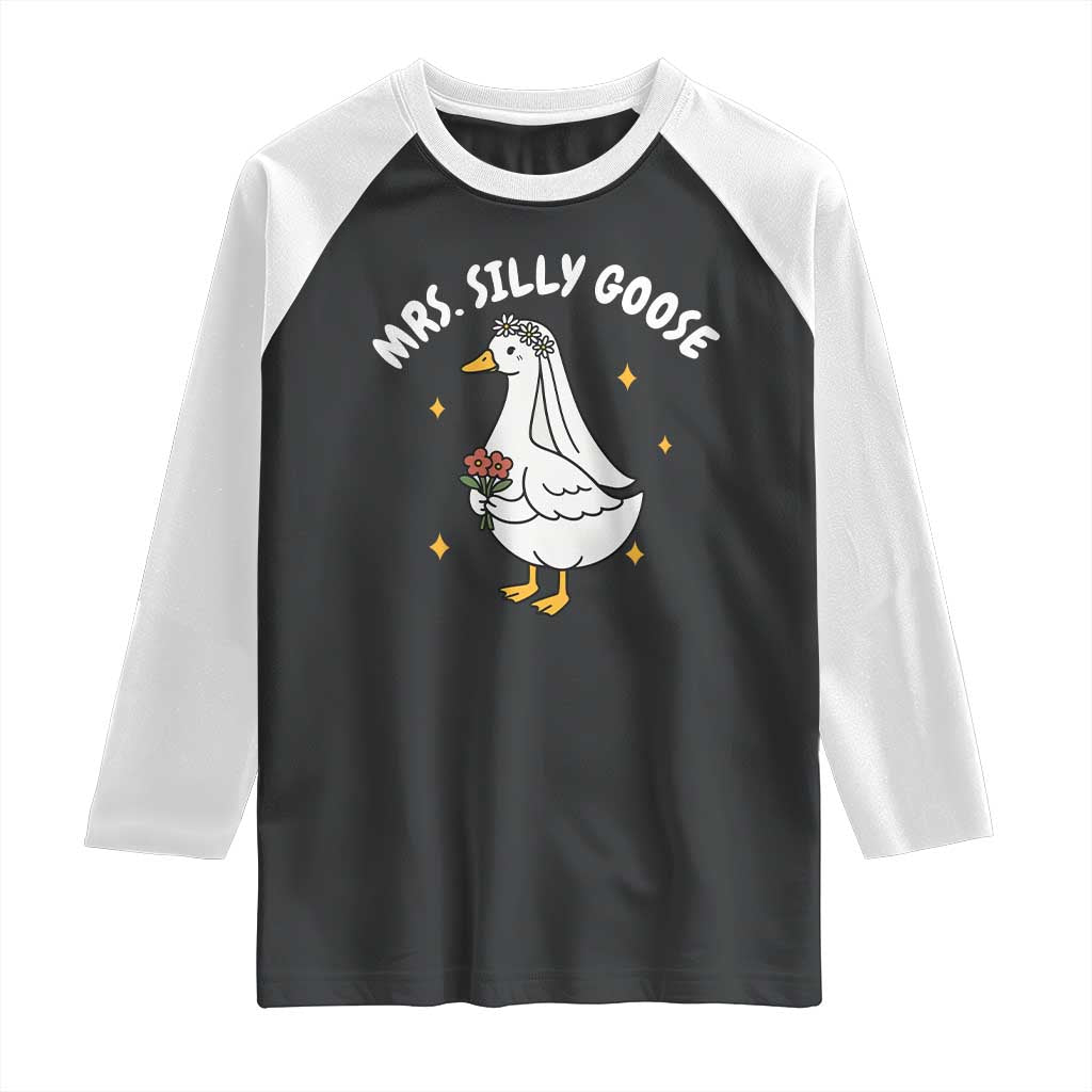 Mrs. Silly Goose Bride Raglan Shirt Funny Goose Lovers Bride To Be - Wonder Print Shop