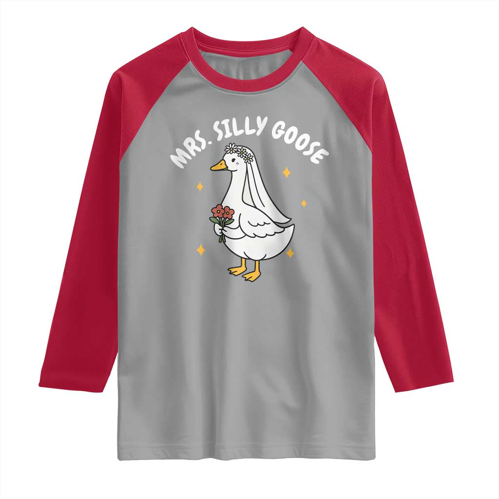 Mrs. Silly Goose Bride Raglan Shirt Funny Goose Lovers Bride To Be - Wonder Print Shop