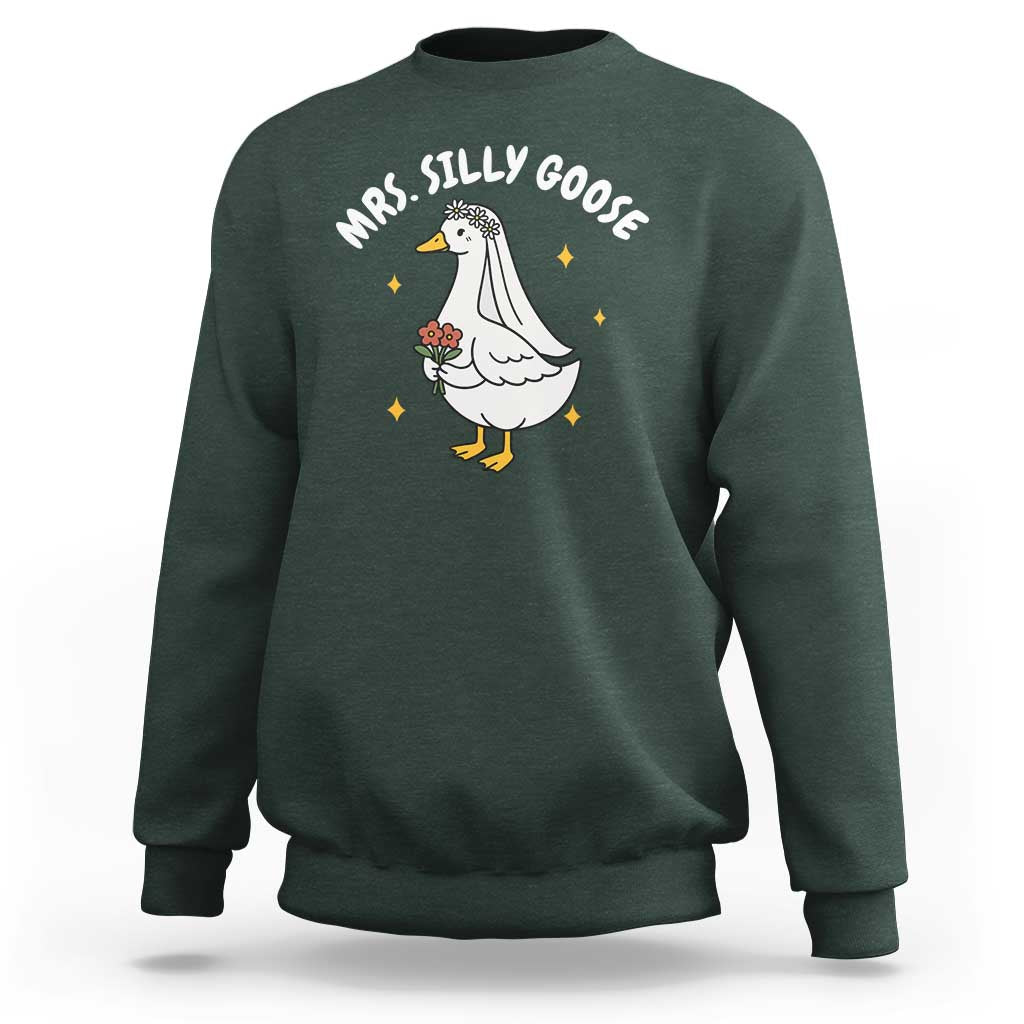 Mrs. Silly Goose Bride Sweatshirt Funny Goose Lovers Bride To Be - Wonder Print Shop
