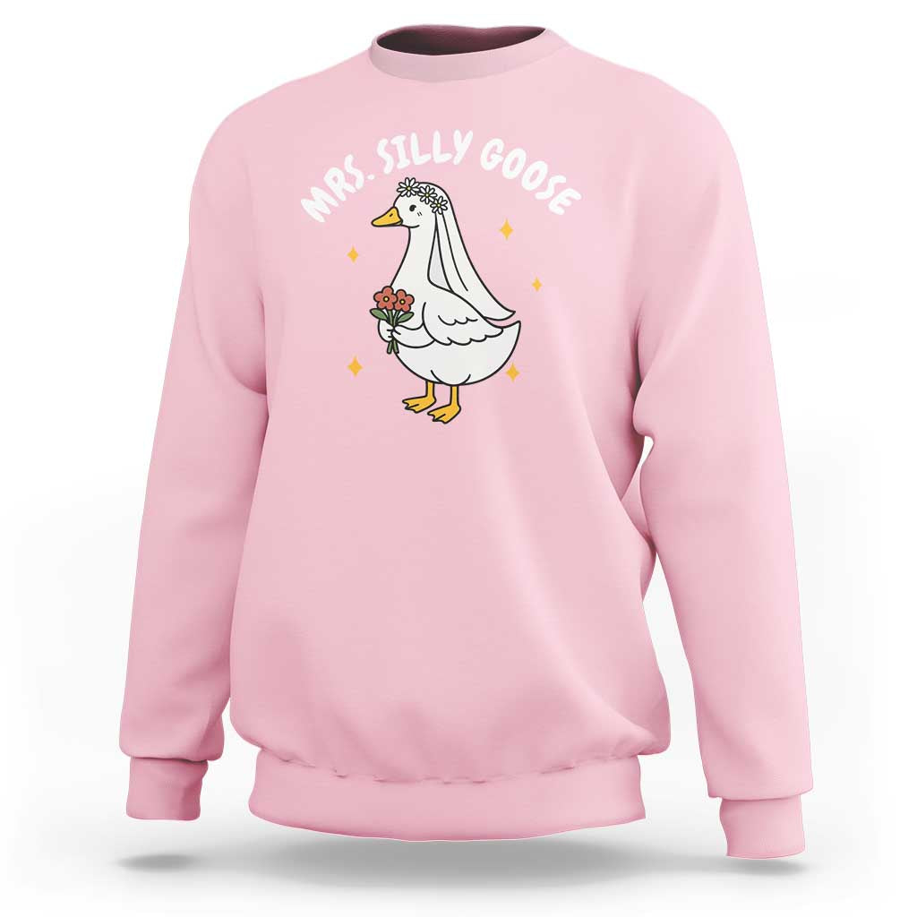 Mrs. Silly Goose Bride Sweatshirt Funny Goose Lovers Bride To Be - Wonder Print Shop