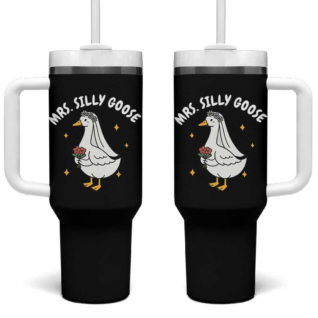 Mrs. Silly Goose Bride Tumbler With Handle Funny Goose Lovers Bride To Be - Wonder Print Shop