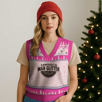 Funny Woodworker Carpenter V-Neck Knit Sweater Vest Sawdust Is Man Glitter Graphic