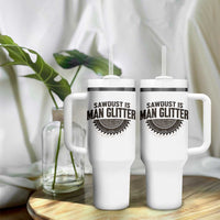 Funny Woodworker Carpenter Tumbler With Handle Sawdust Is Man Glitter Graphic