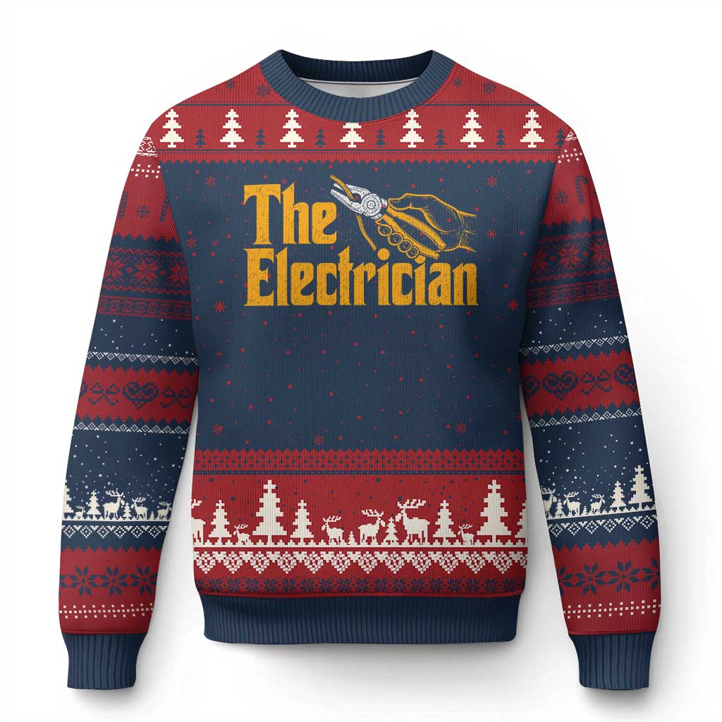 The Electrician Ugly Christmas Sweater Vintage Wire Stripper Pliers Graphic