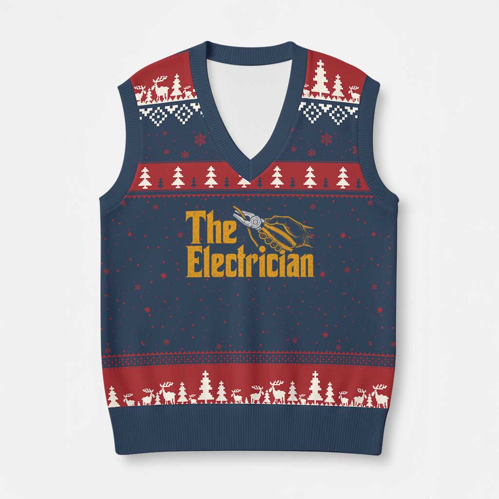 The Electrician V-Neck Knit Sweater Vest Vintage Wire Stripper Pliers Graphic