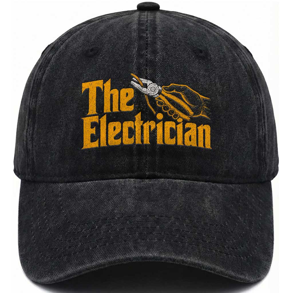 The Electrician Washed Cotton Baseball Cap Vintage Wire Stripper Pliers Graphic