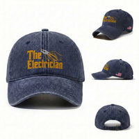 The Electrician Washed Cotton Baseball Cap Vintage Wire Stripper Pliers Graphic