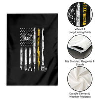 Electrician US Flag Garden Flag Tools for Electricians Skull Lightning Graphic