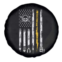 Electrician US Flag Spare Tire Cover Tools for Electricians Skull Lightning Graphic