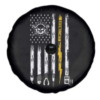 Electrician US Flag Spare Tire Cover Tools for Electricians Skull Lightning Graphic