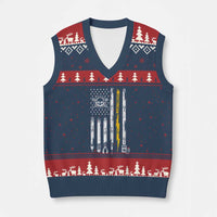 Electrician US Flag V-Neck Knit Sweater Vest Tools for Electricians Skull Lightning Graphic