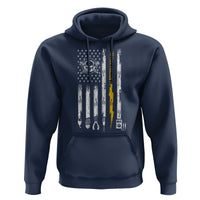 Electrician US Flag Hoodie Tools for Electricians Skull Lightning Graphic